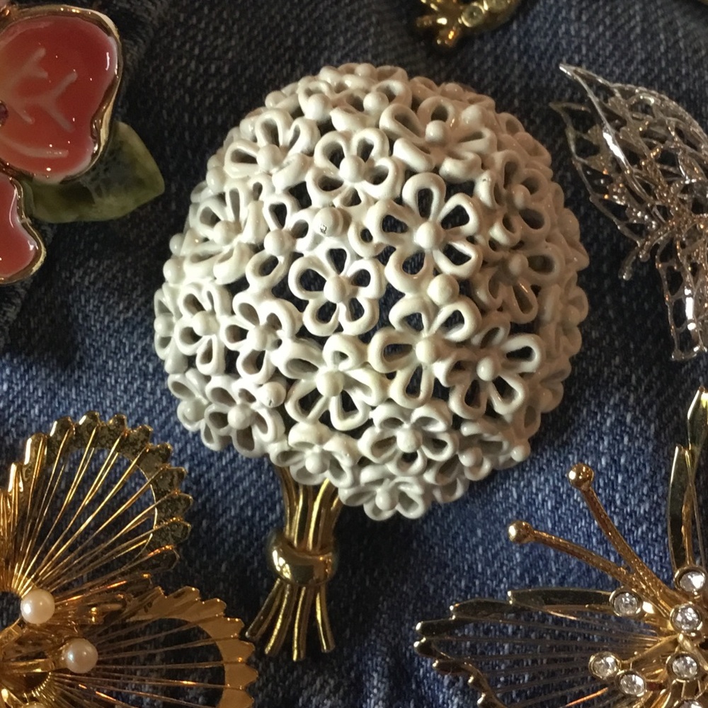 Vintage Monet Enamel Bouquet Brooch